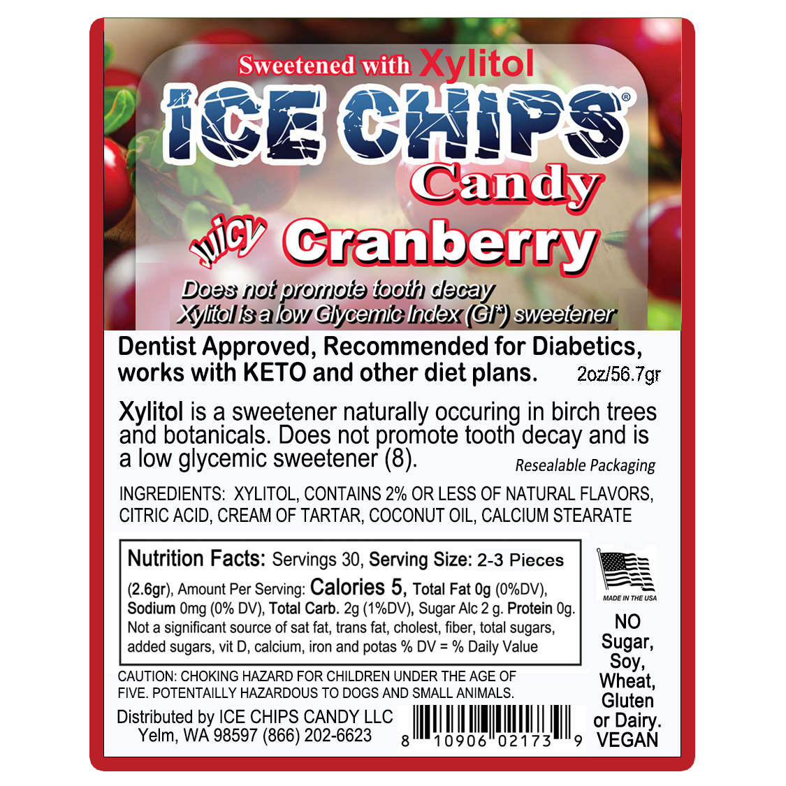 ICE CHIPS® Cranberry Xylitol Candy