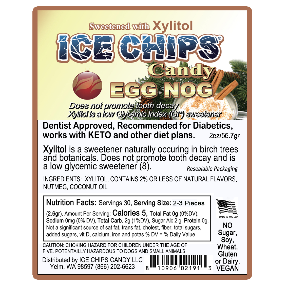ICE CHIPS® Egg Nog Xylitol Candy