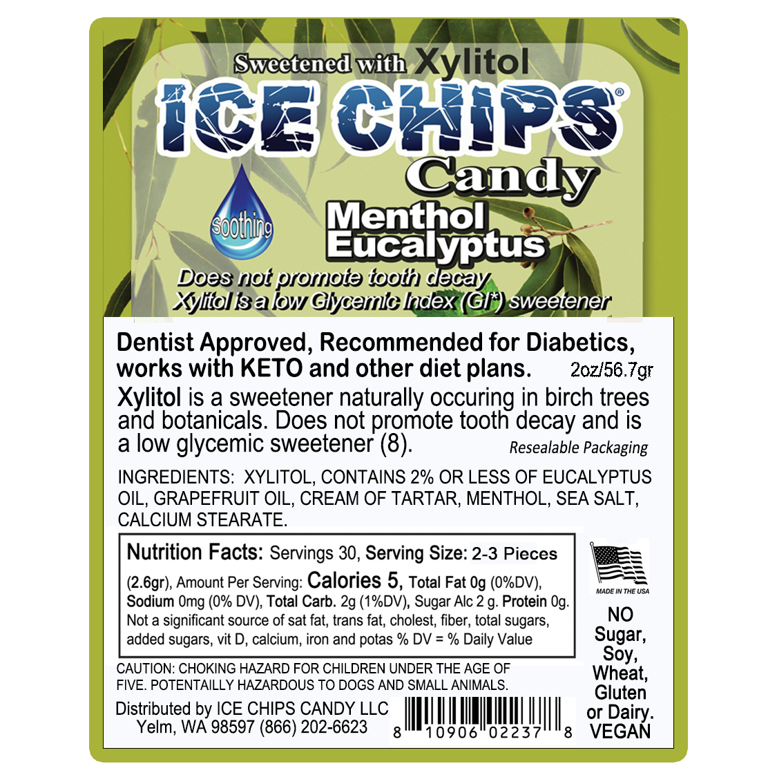ICE CHIPS® Menthol Eucalyptus Xylitol Candy