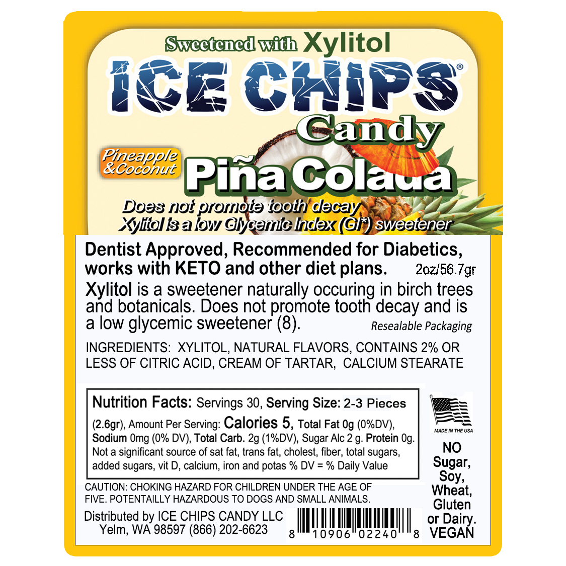 ICE CHIPS® Pina Colada Xylitol Candy