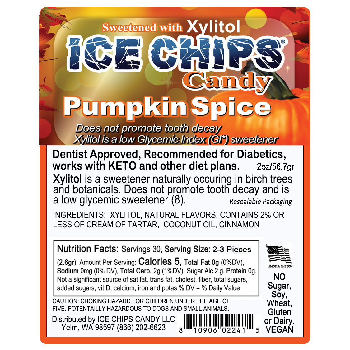 ICE CHIPS® Pumpkin Spice Xylitol Candy