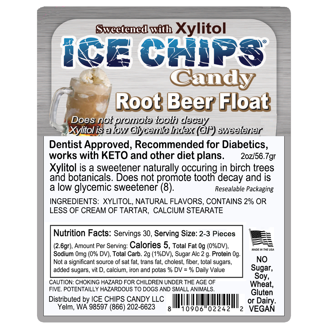 ICE CHIPS® Root Beer Float Xylitol Candy