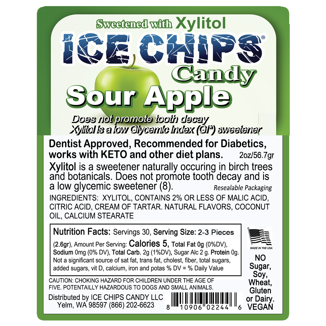 ICE CHIPS® Sour Apple Xylitol Candy
