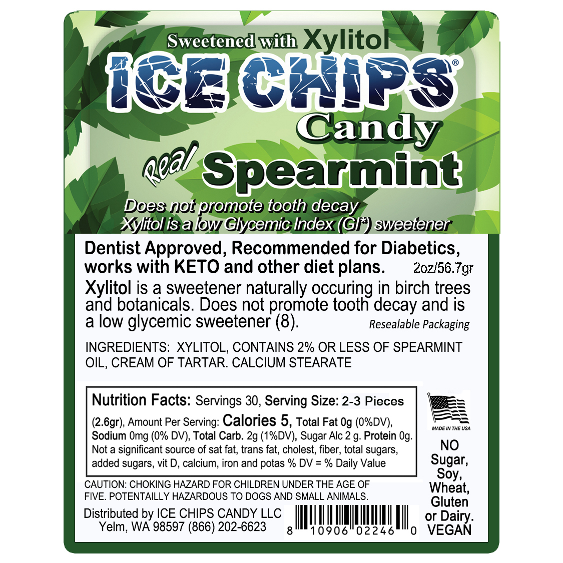ICE CHIPS® Spearmint Xylitol Mints