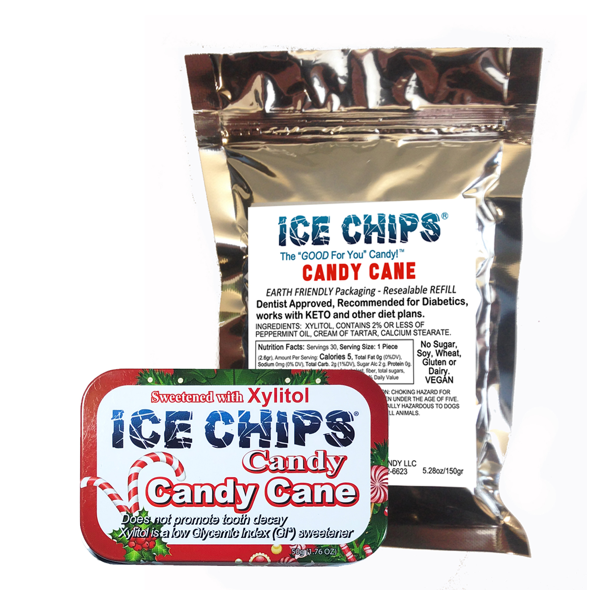 ICE CHIPS® Candy Cane Xylitol Candy