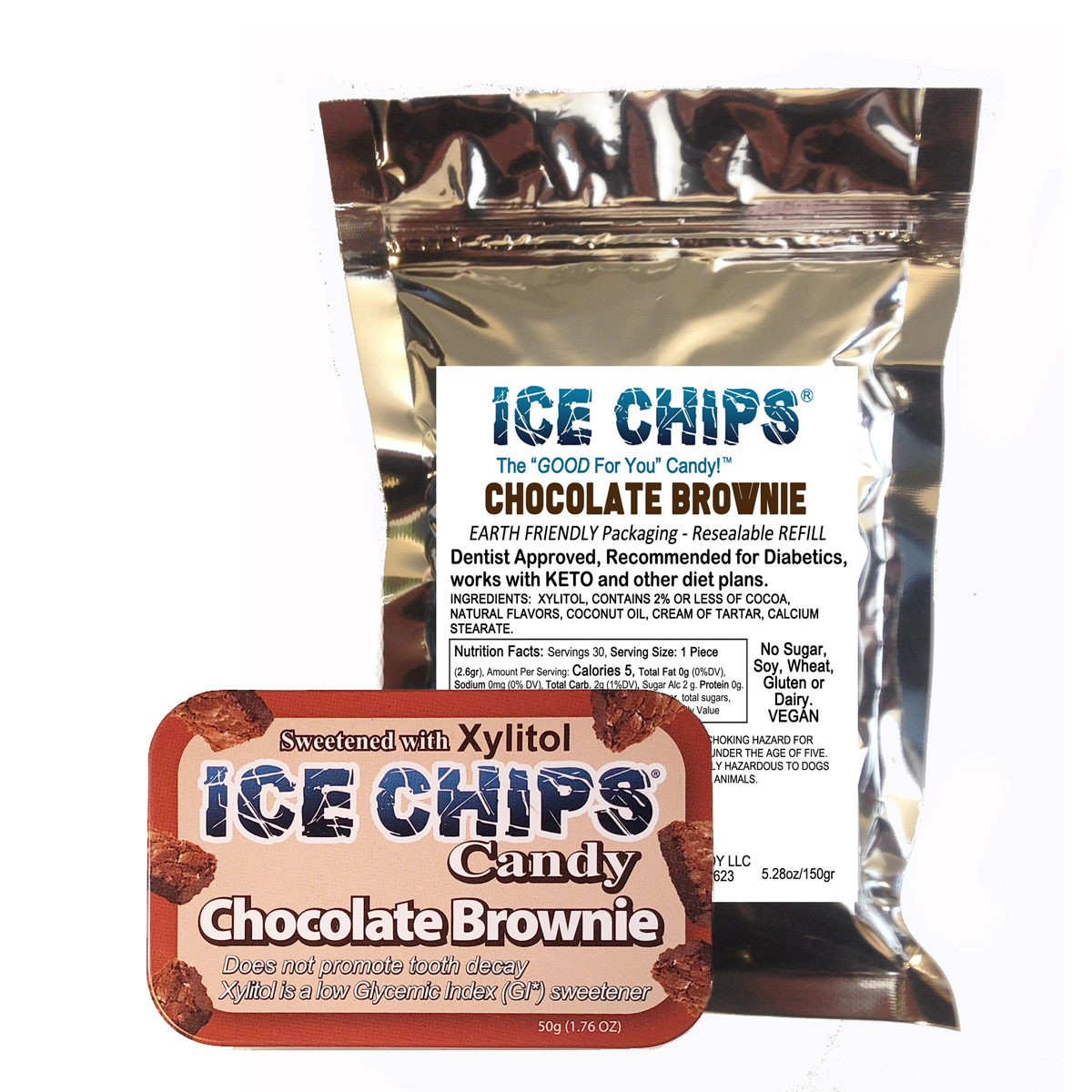 ICE CHIPS® Chocolate Brownie Xylitol Candy