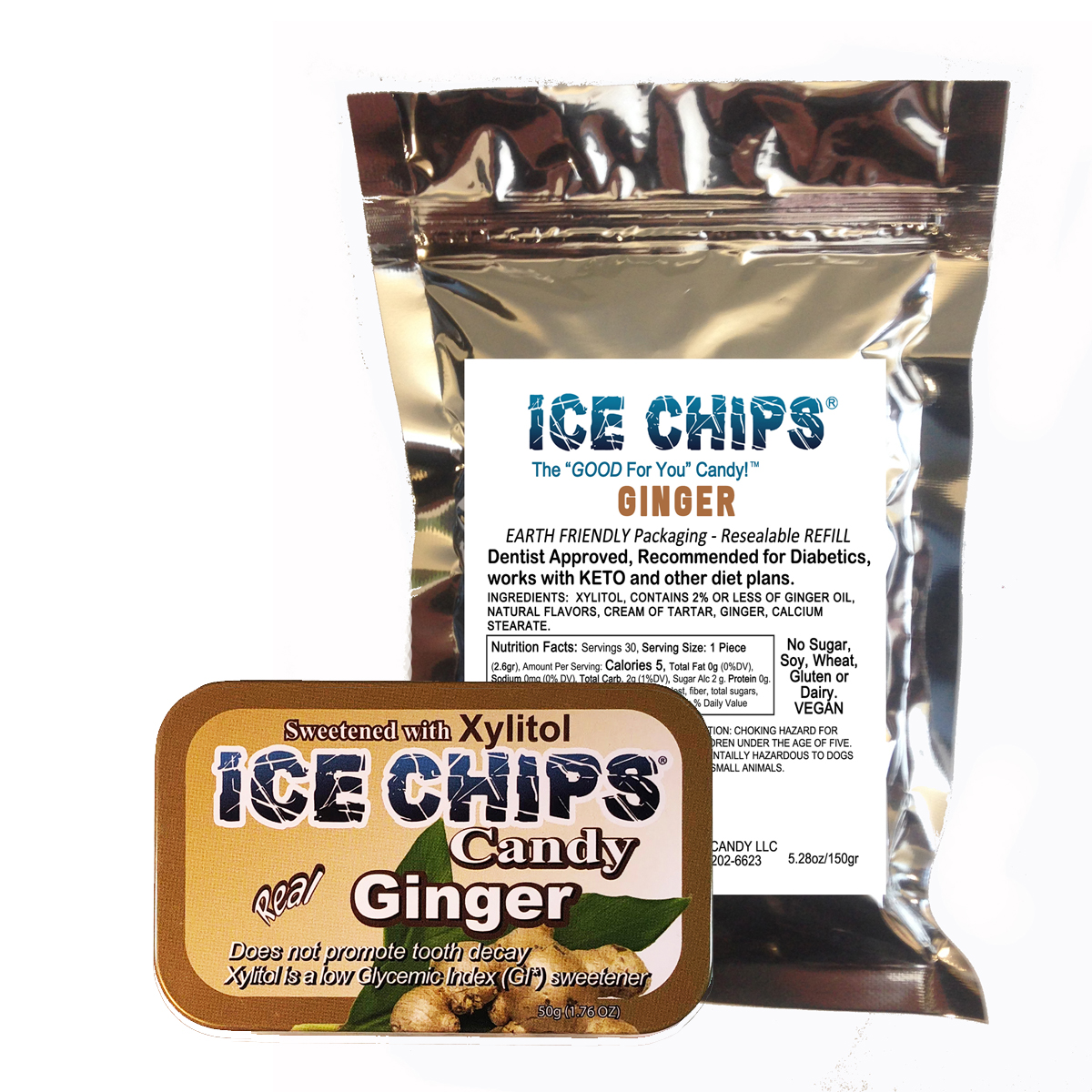 ICE CHIPS® Ginger Xylitol Candy