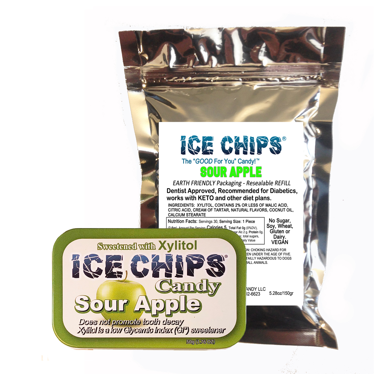 ICE CHIPS® Sour Apple Xylitol Candy