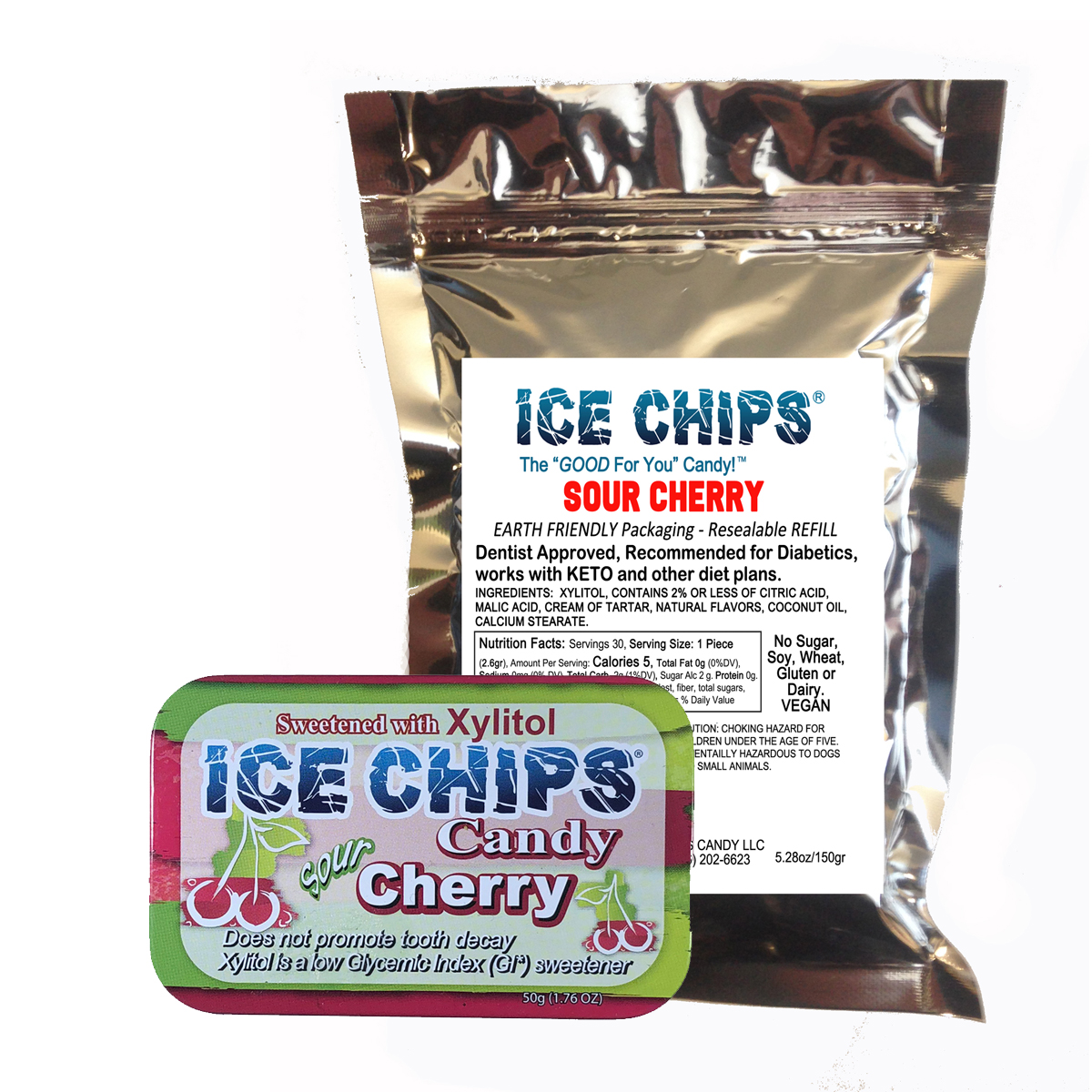 ICE CHIPS® Sour Cherry Xylitol Candy