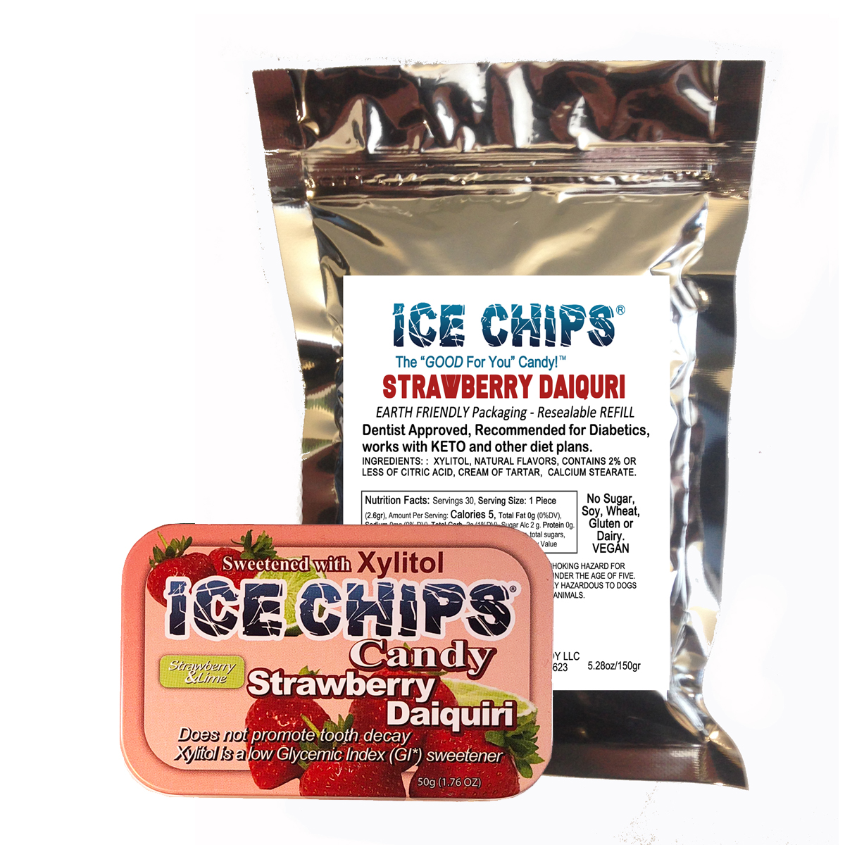 ICE CHIPS® Strawberry Daiquiri Xylitol Candy